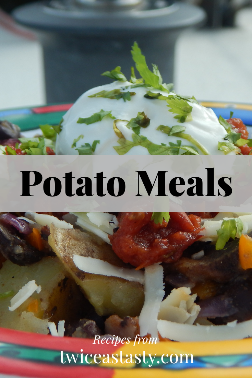 Potato bowls travel well and fit my one prep, two meals plan. Get potato recipes at TwiceasTasty.com.