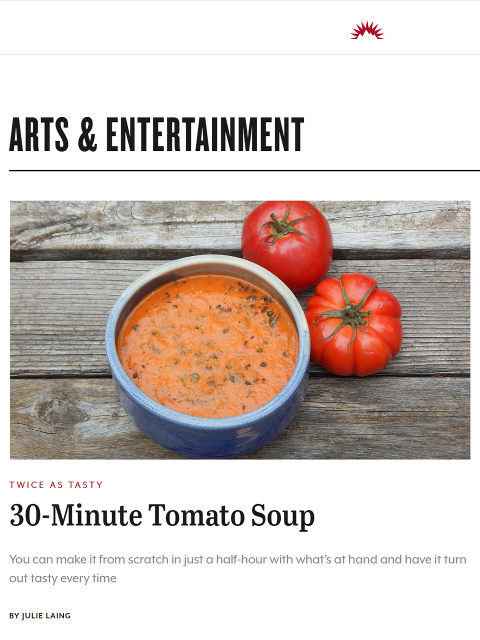 30-Minute Tomato Soup – Twice as Tasty