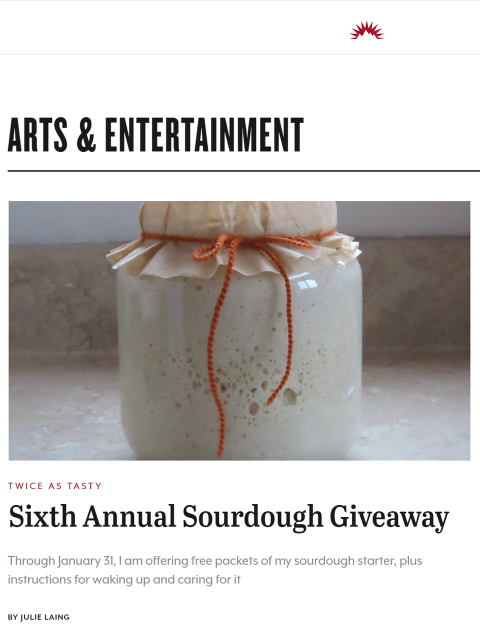 I’m giving away sourdough starter through January 31, 2023. Learn more at TwiceasTasty.com.